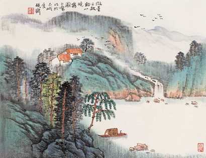 宋玉麟 溪山晓雾图 镜心